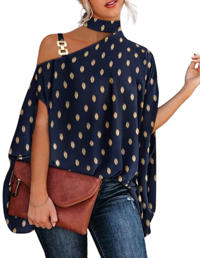 SHOPIQAT Halter Neck Dolman Sleeve Print Shirt Ladies Shirt Women's Clothing - Premium from shopiqat - Just $7.200! Shop now at shopiqat